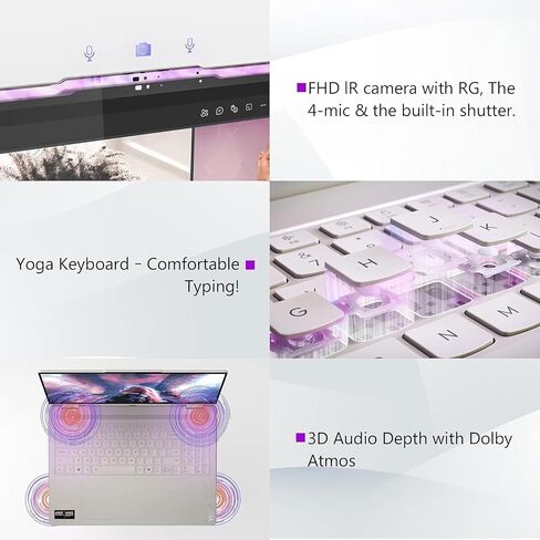 Lenovo Yoga AI PC 2-in-1 Laptop 16.0" Touchscreen IPS WUXGA Display (AMD Ryzen AI 5 340, 16GB LPDDR5X, 512GB M.2 PCIe SSD, Backlit KB, Fingerprint, WiFi 7, Webcam, Win 11 Pro) w/DKZ USB Port Expander in Kuwait