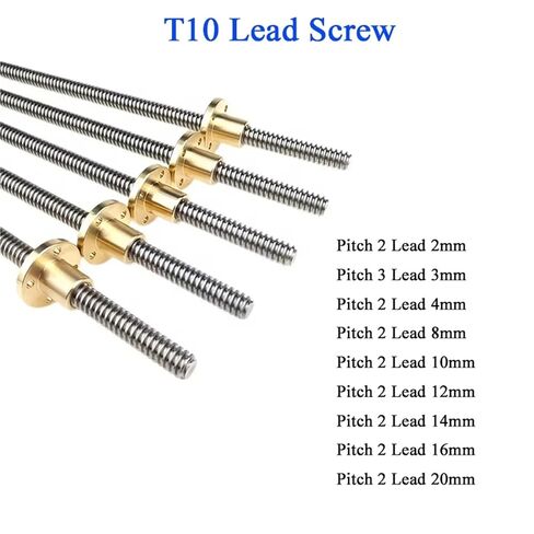 1PC T10 Trapezoidal Lead Screw 304 Stainless Steel 2/4/8mm Lead with Brass Nut 100-800mm(Lead 14mm,Only 2pcs Nut) in Kuwait
