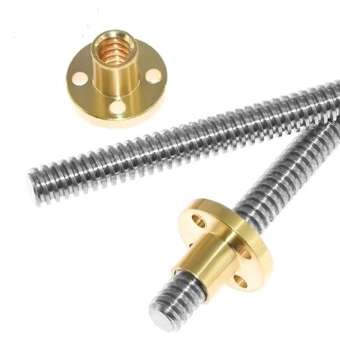 1PC T10 Trapezoidal Lead Screw 304 Stainless Steel 2/4/8mm Lead with Brass Nut 100-800mm(Lead 14mm,Only 2pcs Nut) in Kuwait