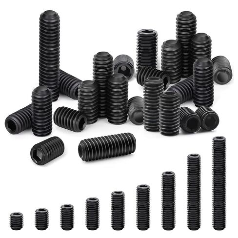Grub Screws Assortment Kit, 250 Pcs Black Allen Head Hex Socket Grub Screw Set for Door Handle Screws Replacement，Light Fixture Screws（4/5/6/8/10/12/16/20/25mm） (M4) in Kuwait