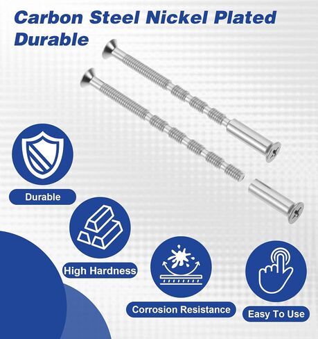 10 Sets M4 Cabinet Handle Screws, Bolt Connecting Screws and Sleeves, Stainless Steel Adjustable Length Door Handle Screws (60MM) in Kuwait