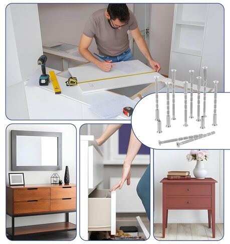 10 Sets M4 Cabinet Handle Screws, Bolt Connecting Screws and Sleeves, Stainless Steel Adjustable Length Door Handle Screws (60MM) in Kuwait