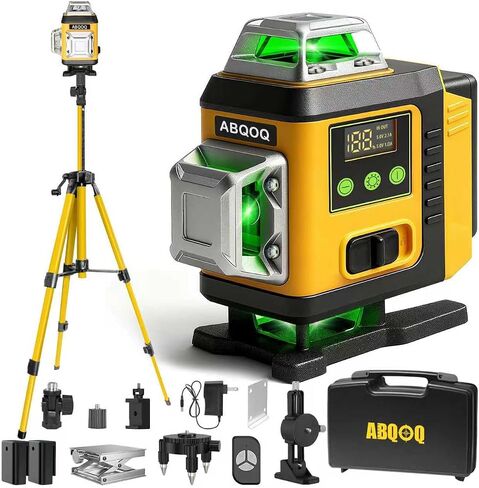 Laser Level 360 Self Leveling with Tripod, 4D Green Laser for Construction | 4 x 360 Laser Level with Tripod, 16 Line Laser Full Room Coverage, Ground Leveling, Picture Hanging, Measuring, Renovation in Kuwait