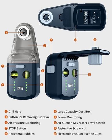 4-in-1 Laser Level Tool with Line Laser, Drill Dust Collector, Wall Bracket, Electronic Vacuum Suction Cup, 1800 mAh Battery, Leveler Tool Perfect for Picture Hanging, Painting, Home Renovations in Kuwait