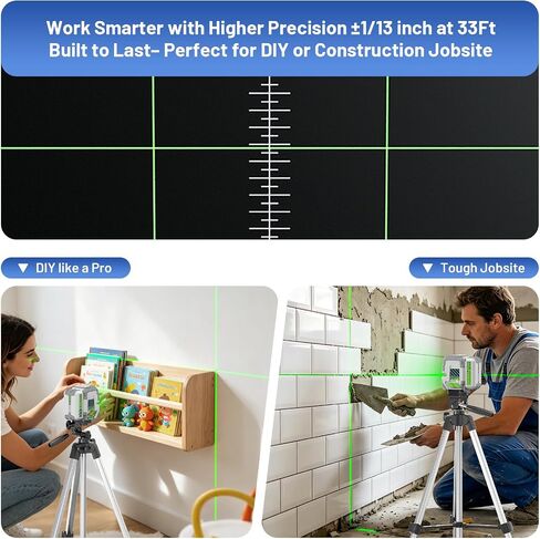 Huepar Pro Laser Level with 55-Inch Tripod, 150Ft Self Leveling Green Lazer Leveler Tool with Pulse Mode up to 200Ft, Rechargeable, Cross Lines for Picture Hanging, Tile, DIY/Construction, Hard Case in Kuwait
