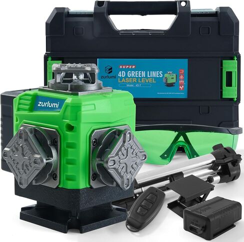 Self-leveling Laser with Tripod, 4 x 360 High Brightness Green Laser Leveler Tool, 16 Line Level Laser Measuring Tool for Contruction, Home Renovation, Picture Hanging in Kuwait