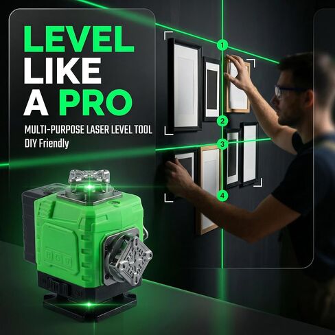 Self-leveling Laser with Tripod, 4 x 360 High Brightness Green Laser Leveler Tool, 16 Line Level Laser Measuring Tool for Contruction, Home Renovation, Picture Hanging in Kuwait