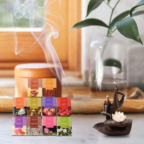مخاريط بخور ملفوفة يدويًا من نقش، معطرة برائحة تدوم طويلاً من أجل الإيجابية والتأمل في الهواء النقي، واليوجا، والعلاج العطري، والاسترخاء والانتعاش (12، مخاريط معطرة طبيعية) in Kuwait