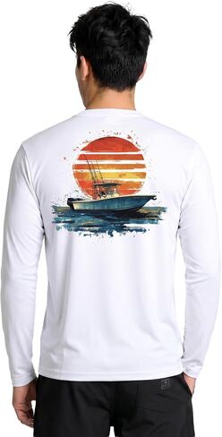 Reel Life Men's Jax Long Sleeve Shirt | UPF 50+ Sun Protection | Lightweight, Quick Dry, Breathable Top| Brilliant White, Large in Kuwait