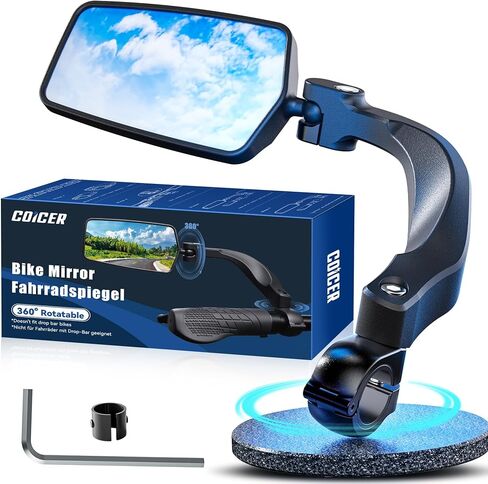 E Bike Mirror Handlebar Mount, 360° Adjustable and Rotatable, Wide Bicycle Mirror for Handlebars, Safe HD Bike Rearview for Scooter, Motorcycle, MTB, Foldable Shake-Free Durable Ebike Accessories 2PCS in Kuwait