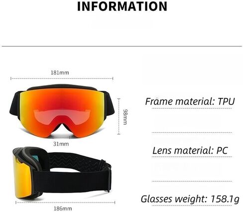 Flip-top ski goggles, double-layer anti-fog mountaineering(Silver) in Kuwait
