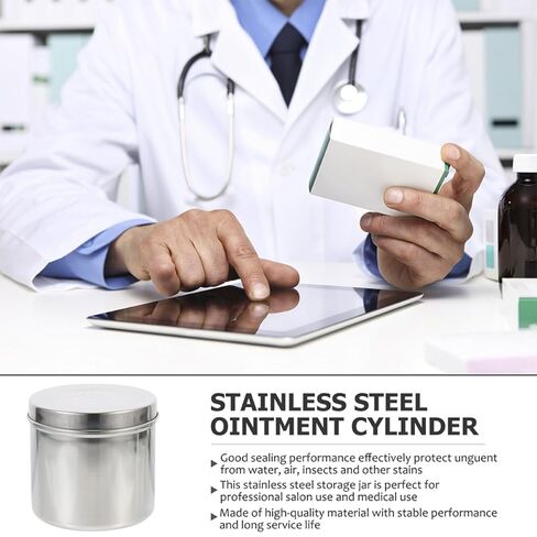 BESTOYARD 304 Stainless Steel Dressing Jar 8cm Thick Iodine-Resistant Unguent Container with Lid for Gauze and Cotton Balls Storage in Clinical and Professional Use in Kuwait