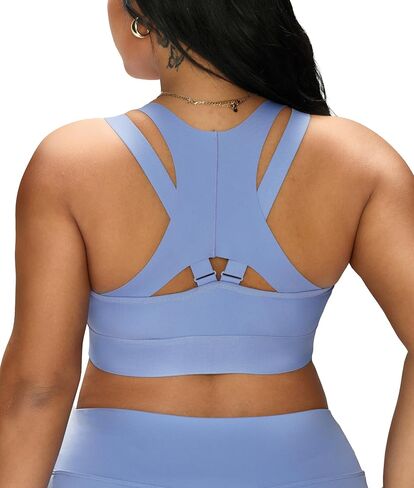 Plus Size Front Zipper Sports Bra for Women - Racerback Crisscross Anti-Chafing Breathable Athleisure Support in Kuwait