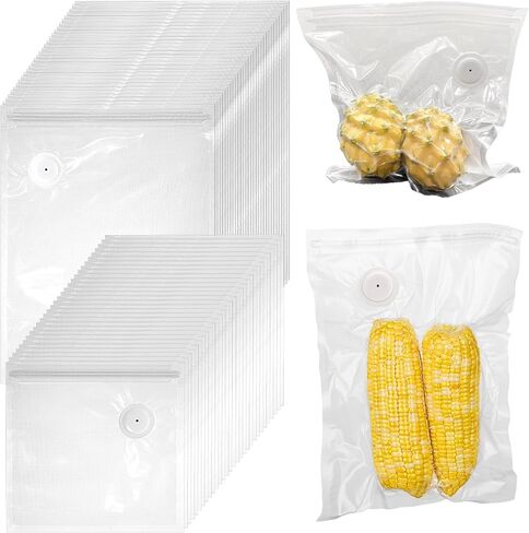 60PCS Vacuum Sealer Bags for Food with Air Valve, Reusable BPA-Free Sous Vide Bags (30 Large 13.4x10.2" + 30 Small 8.6x8") in Kuwait