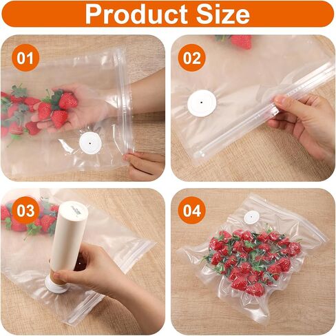 60PCS Vacuum Sealer Bags for Food with Air Valve, Reusable BPA-Free Sous Vide Bags (30 Large 13.4x10.2" + 30 Small 8.6x8") in Kuwait