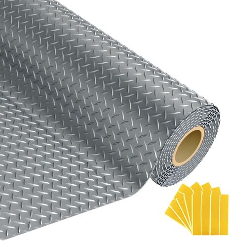 Grandroad auto 10x25 FT Garage Floor Mat، 2.8 مم لفة أرضية سميكة لأسفل السيارة لوحة الماس حصيرة مطاطية PVC مع 20 قطعة من الأشرطة، حصيرة أرضية غير قابلة للانزلاق للمرآب والمستودع والمقطورة وصالات الألعاب الرياضية، أسود in Kuwait