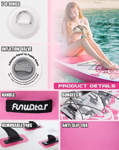 FunWater 11'/10'6" Inflatable Stand Up Paddle Board with Premium SUP Paddleboard Accessories, Wide Stable Anti-Slip EVA Deck,Paddle Boards for Adults & Youth of All Skill Levels in Saudi Arabia