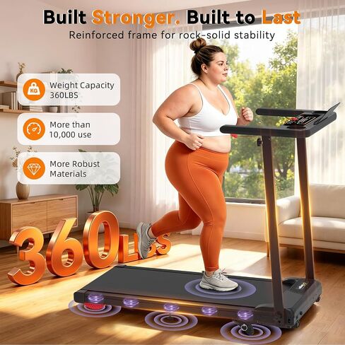 وسادة مشي قابلة للطي مع مكبر صوت بلوتوث بنسبة 10%، جهاز مشي بقوة 2.5 حصان للمنزل، جهاز مشي محمول مع شريط مقبض و3 انحناءات قابلة للتعديل، سعة 360 رطل، تطبيق ذكي in Kuwait