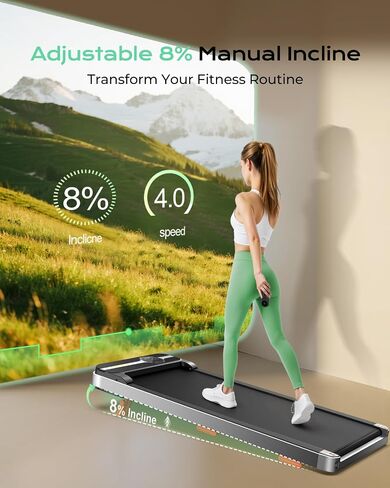 TREAFLOW Walking Pad with Incline, Under Desk Treadmill Portable for Home, 2.5HP Mini Walking Treadmill, 265 lbs Capacity, LED Screen, Remote Control, Compact Design in Kuwait