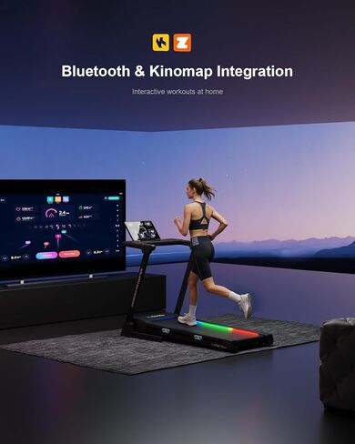 أجهزة مشي للمنزل مع ميل تلقائي بنسبة 20%، جهاز مشي T510A قابل للطي مع حزام تشغيل عريض للغاية مقاس 20 بوصة، سرعة عالية 12.4 ميل في الساعة، تطبيق Kinomap وشحن لاسلكي، جهاز مشي بقوة 3.5 حصان in Kuwait