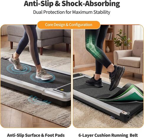 Foldable Walking Pad Treadmill for Home Office with Handle Bar, 3-in-1 Portable Treadmill Under Desk, Low Noise Operation, Remote Control & LED Display, Black in Kuwait