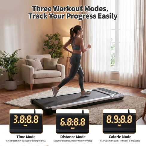 Foldable Walking Pad Treadmill for Home Office with Handle Bar, 3-in-1 Portable Treadmill Under Desk, Low Noise Operation, Remote Control & LED Display, Black in Kuwait