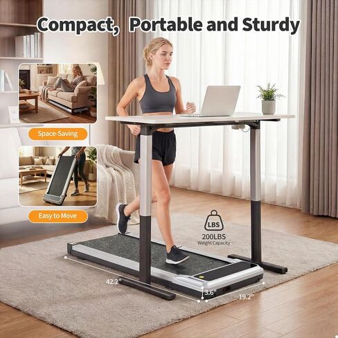 Foldable Walking Pad Treadmill for Home Office with Handle Bar, 3-in-1 Portable Treadmill Under Desk, Low Noise Operation, Remote Control & LED Display, Black in Kuwait