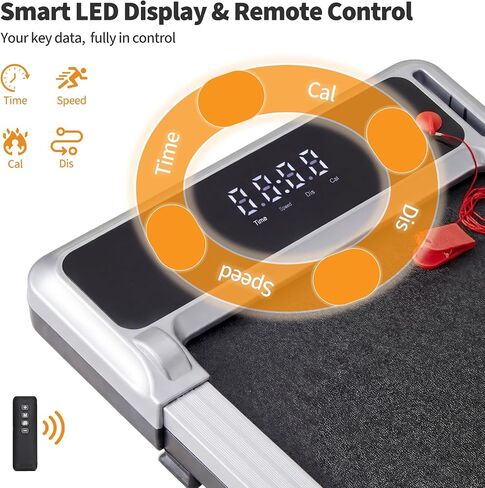 Foldable Walking Pad Treadmill for Home Office with Handle Bar, 3-in-1 Portable Treadmill Under Desk, Low Noise Operation, Remote Control & LED Display, Black in Kuwait