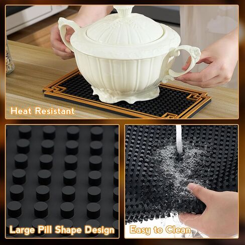 Drydiet 2 Pcs 18 x 12 Inch Bar Mat Non Slip Rubber Mat with Gold Border Durable Stylish Spill Cocktail Service Coffee Mats for Restaurants Barbershop Clippers Bartending, Black in Kuwait