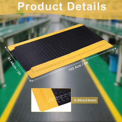 Anti Fatigue Mats Industrial 3 x 5 Ft, 15/16'' Thick Ergonomic Standing Floor Mat Heavy Duty Commercial Diamond Plate Vinyl Non Slip Safety Ergonomic Standing Garage Mat in Kuwait