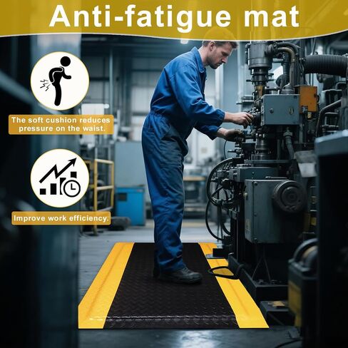 Anti Fatigue Mats Industrial 3 x 5 Ft, 15/16'' Thick Ergonomic Standing Floor Mat Heavy Duty Commercial Diamond Plate Vinyl Non Slip Safety Ergonomic Standing Garage Mat in Kuwait