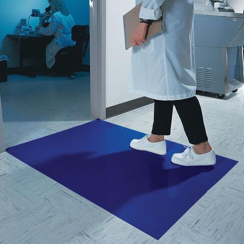 سجادات Wearwell Clean Room المبتذلة، سجادات أرضية لاصقة مقاس 91.44 سم × 114.3 سم، يمكن التخلص منها، سجادات أرضية لزجة مقاس 91.44 سم × 114.3 سم، قائمة على مادة لاصقة، تسحب الأوساخ والغبار والحطام من الأحذية للمختبر، والمستشفى، والبناء والمزيد، أزرق - إجمال in Kuwait