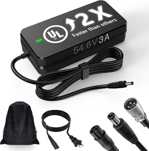 UL Certified 54.6V 3A Faster ebike Charger for 48V Lithium Batteries - with Auto Shutoff, Intelligent Temperature Control, V0 Fireproof Case, Compatible with TST, ESKUTE Electric Bikes in Kuwait