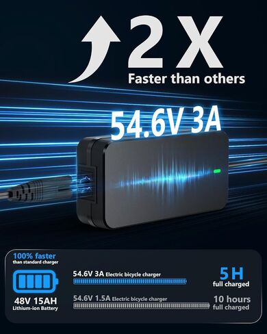 UL Certified 54.6V 3A Faster ebike Charger for 48V Lithium Batteries - with Auto Shutoff, Intelligent Temperature Control, V0 Fireproof Case, Compatible with TST, ESKUTE Electric Bikes in Kuwait
