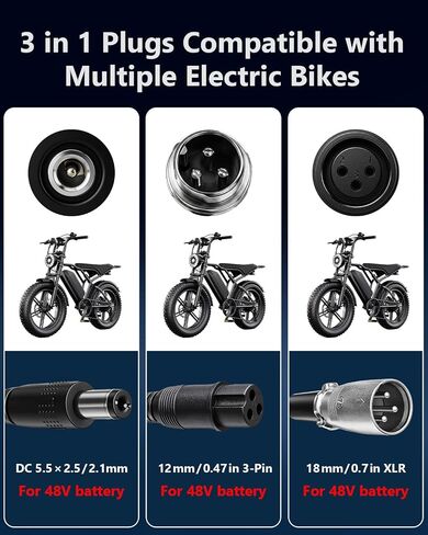 UL Certified 54.6V 3A Faster ebike Charger for 48V Lithium Batteries - with Auto Shutoff, Intelligent Temperature Control, V0 Fireproof Case, Compatible with TST, ESKUTE Electric Bikes in Kuwait