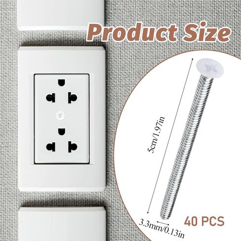 40Pcs Extra Long Outlet Screws, 6-32 x 2 Inch Flat Phillips Machine Screw Stainless Steel Electrical Outlet Extender Screws for Fix Wonky and Sunken Outlets in Saudi Arabia