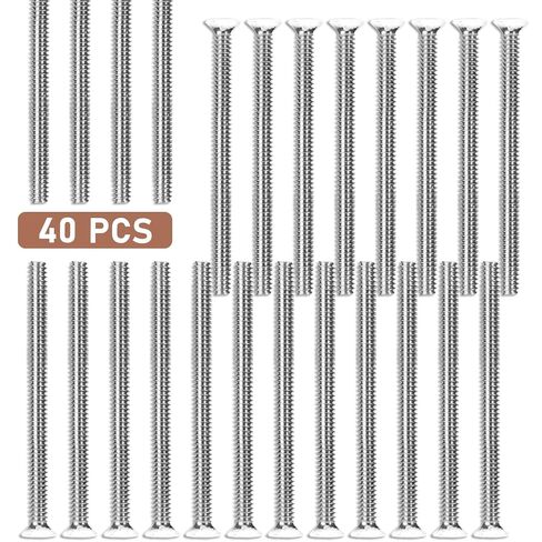 40Pcs Extra Long Outlet Screws, 6-32 x 2 Inch Flat Phillips Machine Screw Stainless Steel Electrical Outlet Extender Screws for Fix Wonky and Sunken Outlets in Saudi Arabia