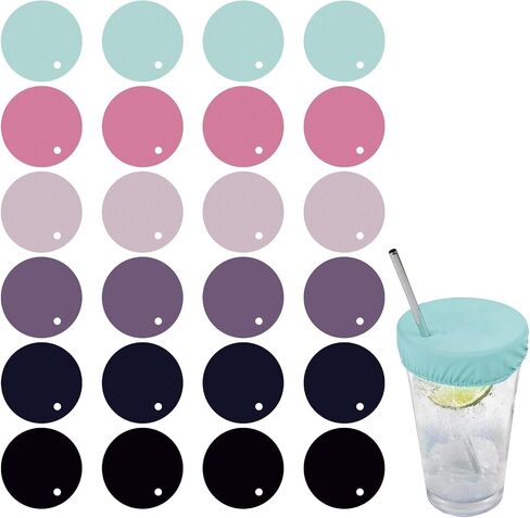 24 Pcs Drink Cover Scrunchies, Reusable Elastic Cup Lids for Women’s Drink Protection, Multicolor Night Drink Covers with Straw Holes for Party, Nightclub, Bar, Home, Outdoor, Travel Use (8 color) in Saudi Arabia