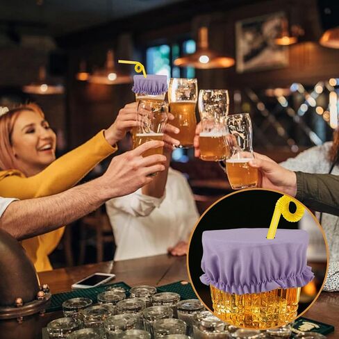 24 Pcs Drink Cover Scrunchies, Reusable Elastic Cup Lids for Women’s Drink Protection, Multicolor Night Drink Covers with Straw Holes for Party, Nightclub, Bar, Home, Outdoor, Travel Use (8 color) in Saudi Arabia