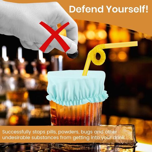 24 Pcs Drink Cover Scrunchies, Reusable Elastic Cup Lids for Women’s Drink Protection, Multicolor Night Drink Covers with Straw Holes for Party, Nightclub, Bar, Home, Outdoor, Travel Use (8 color) in Saudi Arabia
