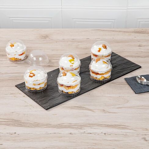 Restaurantware-LIDS ONLY: Mini Serve Dome Lids, 25 Disposable Round Covers - Cups Sold Separately, Stackable, Clear Plastic Dessert Cup Covers, Fits 4 Ounce Containers, For Dessert Delivery Orders in Saudi Arabia