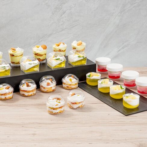 Restaurantware-LIDS ONLY: Mini Serve Dome Lids, 25 Disposable Round Covers - Cups Sold Separately, Stackable, Clear Plastic Dessert Cup Covers, Fits 4 Ounce Containers, For Dessert Delivery Orders in Saudi Arabia