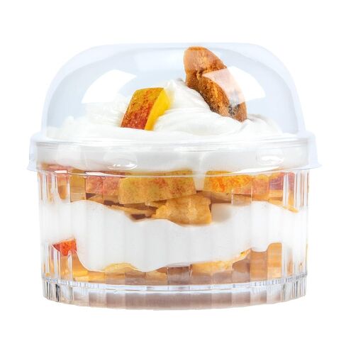 Restaurantware-LIDS ONLY: Mini Serve Dome Lids, 25 Disposable Round Covers - Cups Sold Separately, Stackable, Clear Plastic Dessert Cup Covers, Fits 4 Ounce Containers, For Dessert Delivery Orders in Saudi Arabia