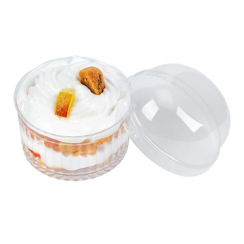 Restaurantware-LIDS ONLY: Mini Serve Dome Lids, 25 Disposable Round Covers - Cups Sold Separately, Stackable, Clear Plastic Dessert Cup Covers, Fits 4 Ounce Containers, For Dessert Delivery Orders in Saudi Arabia