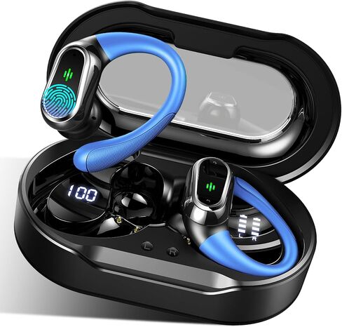 Wireless Earbuds, 2025 Bluetooth 5.4 Headphones Sport, Bluetooth Earbuds with ENC Noise Canceling Mic, 50H Stereo Wireless Headphones IP7 Waterproof with Earhooks, Dual LED Display for Workout/Running in Saudi Arabia