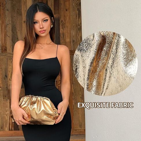Women’s Evening Bag Vegan Leather Pleated Dumpling Clutch Purse, Soft Evening Handbag for Weddings Parties Formal in Saudi Arabia