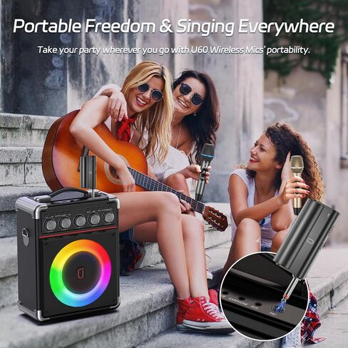 PPMIC Wireless Microphones, Two Rechargeable Microphones for Karaoke Singing, Rechargeable Dynamic Mic System with Receiver for Church, Party, Meeting, Speech, PA System, Plug and Play (Gray&Gold) in Saudi Arabia