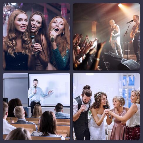 PPMIC Wireless Microphones, Two Rechargeable Microphones for Karaoke Singing, Rechargeable Dynamic Mic System with Receiver for Church, Party, Meeting, Speech, PA System, Plug and Play (Gray&Gold) in Saudi Arabia