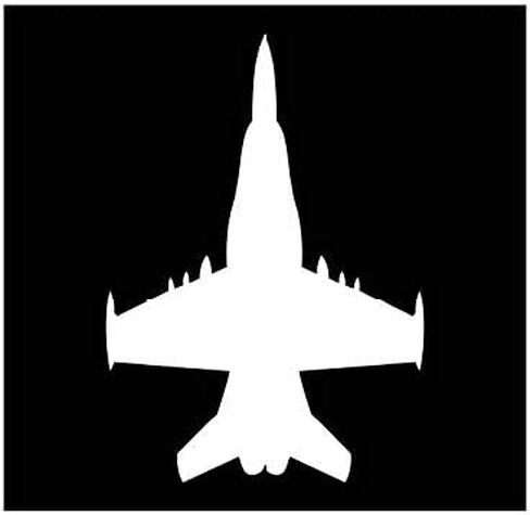 Fighter Jet Top Vinyl Decal | White | Made in USA by Foxtail Decals | for Car Windows, Tablets, Laptops, Water Bottles, etc. | 3.2 x 4.5 inch in Kuwait