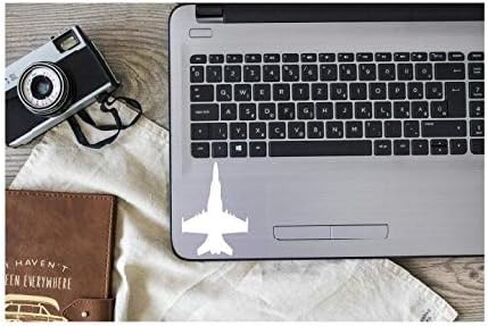 Fighter Jet Top Vinyl Decal | White | Made in USA by Foxtail Decals | for Car Windows, Tablets, Laptops, Water Bottles, etc. | 3.2 x 4.5 inch in Kuwait